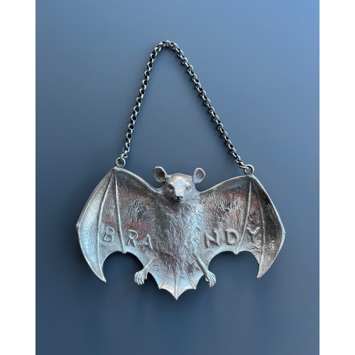 61 - A set of six extremely large very rare novelty colonial silver wine labels in the form of fruit bats... 