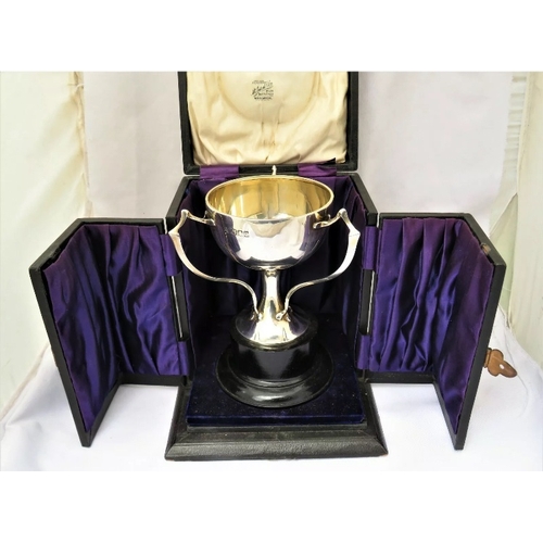 7 - A rare cased Art Nouveau silver three-handled trophy cup, Charles Bolton & Son Ltd., London 1917, th... 