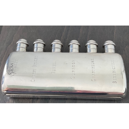 71 - An unusual and extremely rare Edwardian silver hip flask, Hamilton & Co, London, 1903, together with... 