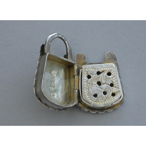 83 - A rare Victorian novelty silver vinaigrette fashioned as a miniature Padlock, Francis Clark, Birming... 