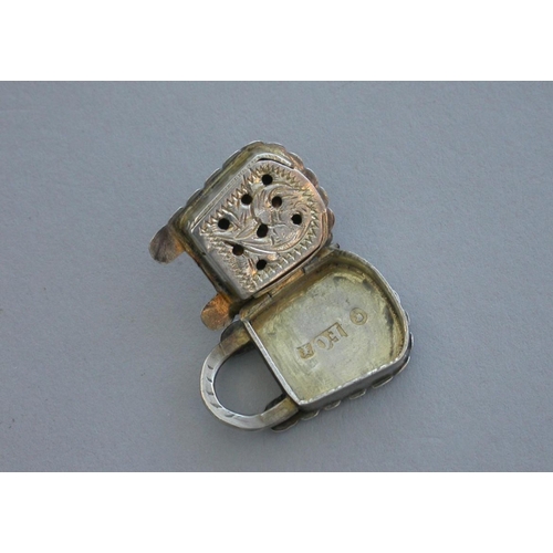 83 - A rare Victorian novelty silver vinaigrette fashioned as a miniature Padlock, Francis Clark, Birming... 