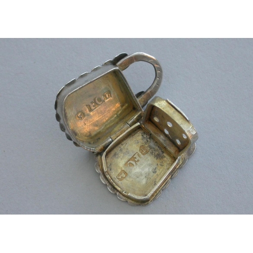 83 - A rare Victorian novelty silver vinaigrette fashioned as a miniature Padlock, Francis Clark, Birming... 