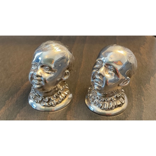 89 - A pair of Victorian novelty silver salt and pepper shakers, James Barclay Hennell, London, 1880, mod... 