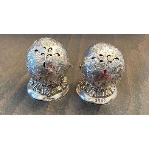 89 - A pair of Victorian novelty silver salt and pepper shakers, James Barclay Hennell, London, 1880, mod... 