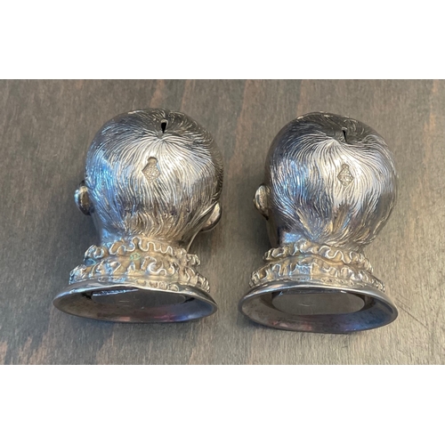 89 - A pair of Victorian novelty silver salt and pepper shakers, James Barclay Hennell, London, 1880, mod... 