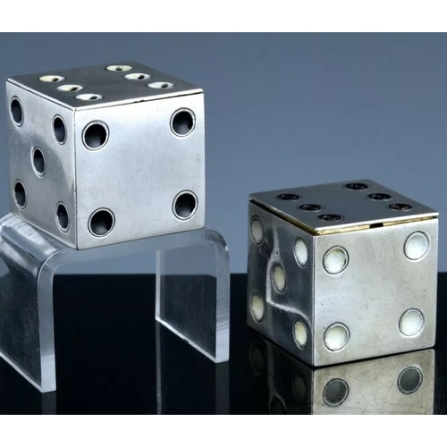 90 - A pair of Victorian Scottish novelty silver & enamel pepperettes in the form of dice, Hamilton & Inc... 