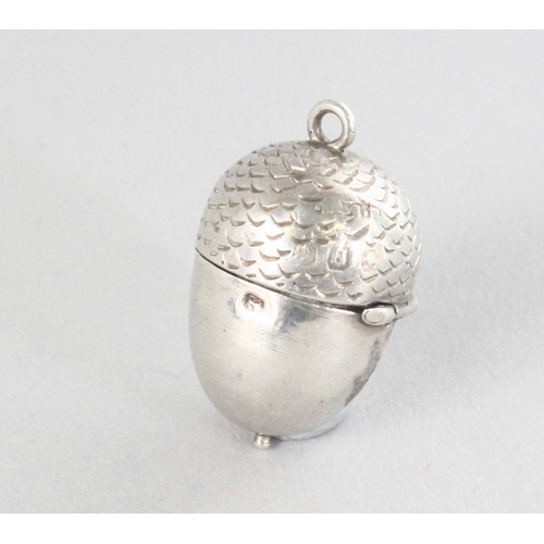 98 - A rare miniature Victorian novelty silver acorn vinaigrette, Makers mark indistinct, Birmingham, 18... 