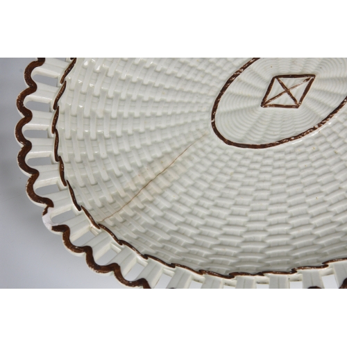 105 - A 19th century Wedgwood style creamware part dessert service, comprising a navette shaped dish,10 5/... 