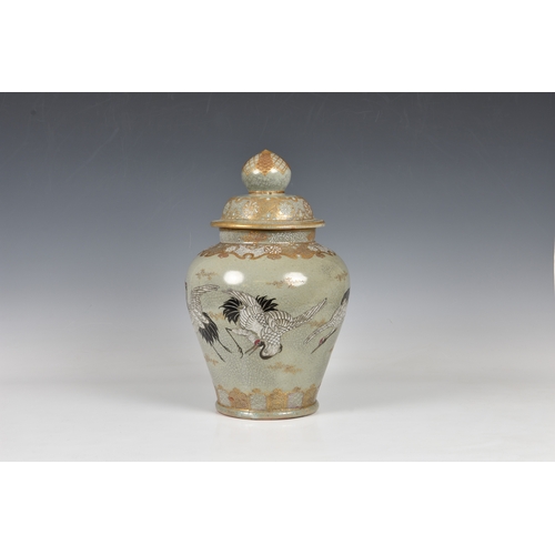 1246 - A Japanese celadon glazed stoneware vase and cover, probably for the Korean market, late 19th / earl... 