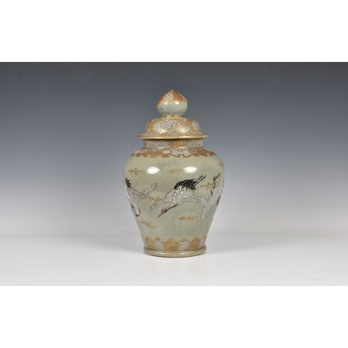 1246 - A Japanese celadon glazed stoneware vase and cover, probably for the Korean market, late 19th / earl... 