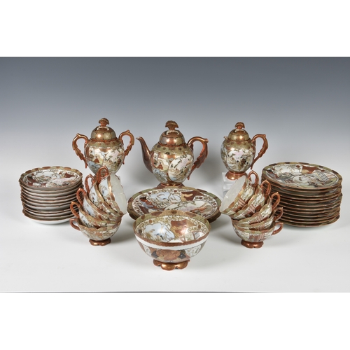 1248 - A Japanese Satsuma porcelain part tea service, early 20th century, comprising a teapot, cream jug, t... 