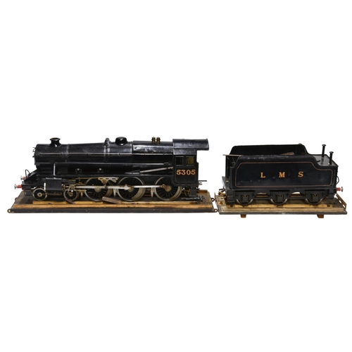 1266 - A 3½in. live steam LMS Stanier Class 4-6-0 locomotive and tender, in lined black livery, with variou... 