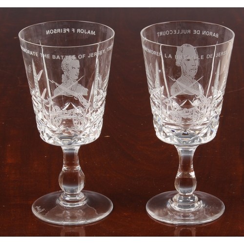 142 - Two Jersey Commemorative wine glasses 'Battle of Jersey' 1781-1981, by Brierley, both numbered 55, o... 