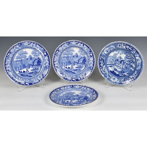 20 - A group of 19th century decorative plates, including a pair of blue and white transferware plates an... 