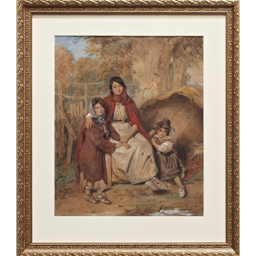 207 - Octavius Oakley, RWS (British, 1800-1867), 'Gypsy mother', watercolour, heightened with bodycolour, ... 