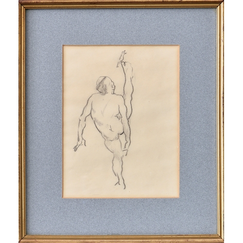 221 - Edmund Blampied RE (Jersey, 1886-1966), Caricature of a Naked Man balancing a Bird on his Toe, conte... 