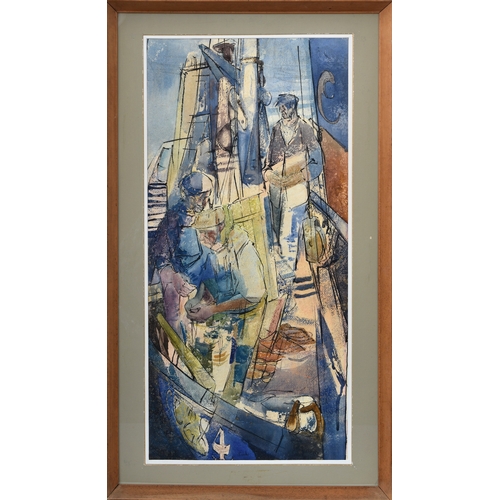 236 - Frederick Sands R.I. (British, 1916-1992), "Concarneau Fishermen", watercolour, signed low... 