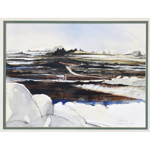 269 - Barry Owen Jones, RWS RE (British 1934-2018), 'The Causeway', Lihou Island, Guernsey, watercolour an... 