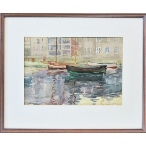 294 - Margaret Waller (British, 20th century), Harbour reflections, St Peter Port, Guernsey, watercolour, ... 