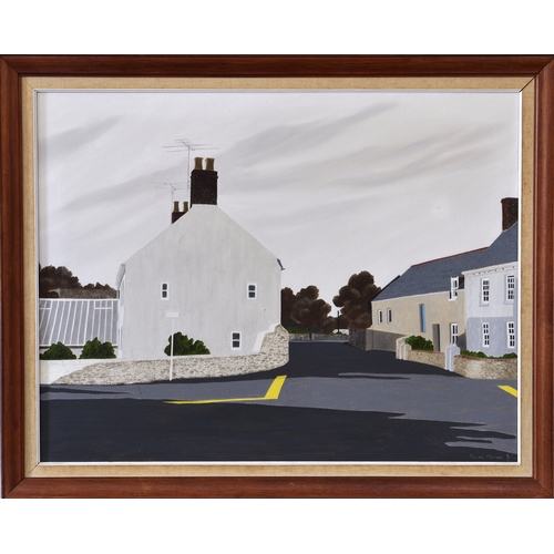 297 - Brenda M. Munson (British, 1931-2003), Guernsey crossroads, oil on canvas, signed and dated (19)75 l... 