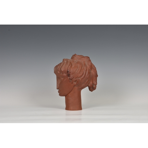 33 - A rare Guernsey Pottery terracotta female bust, signed and dated 'K WEAS 1965 Guernsey Pottery', 8½i... 