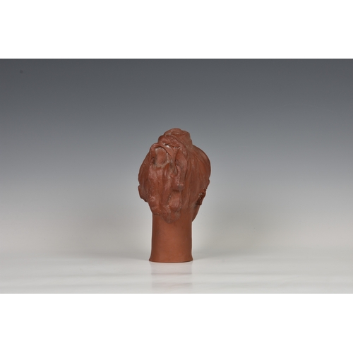 33 - A rare Guernsey Pottery terracotta female bust, signed and dated 'K WEAS 1965 Guernsey Pottery', 8½i... 