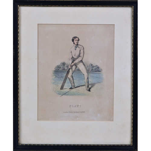 335 - Cricket interest - six hand coloured lithographic plates from Nicholas Wanostrocht, Felix on the Bat... 