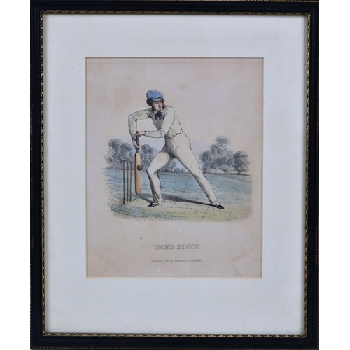 335 - Cricket interest - six hand coloured lithographic plates from Nicholas Wanostrocht, Felix on the Bat... 