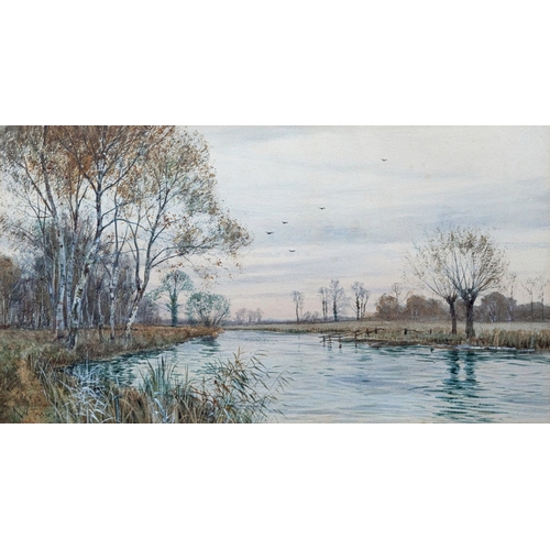 474 - Robert Winchester Fraser (British, 1848-1906), Along the River Ouse, Bedfordshire, watercolour, sign... 