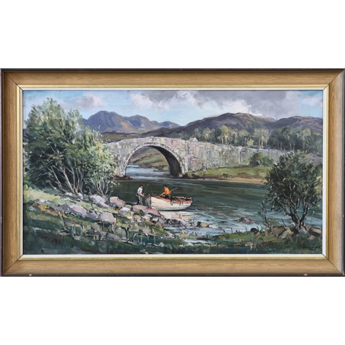 502 - Rowland Hill ARUA (Irish, 1915-1979), Lackagh Bridge, Donegal, oil on canvas, signed lower right, fr... 