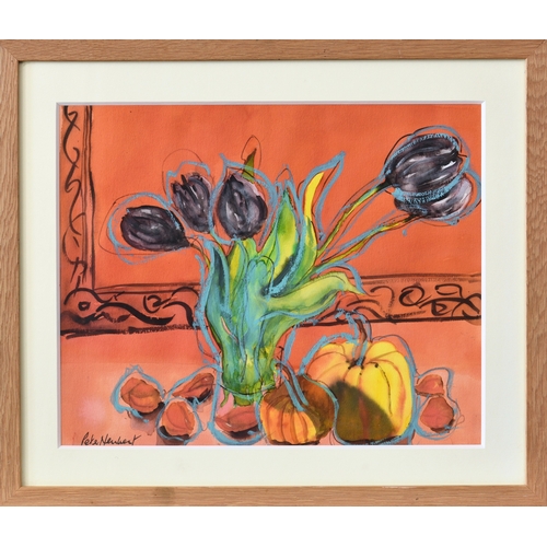 509 - Peter Neubert (British, b.circa 1932), "Tulips", gouache and watercolour, signed lower lef... 