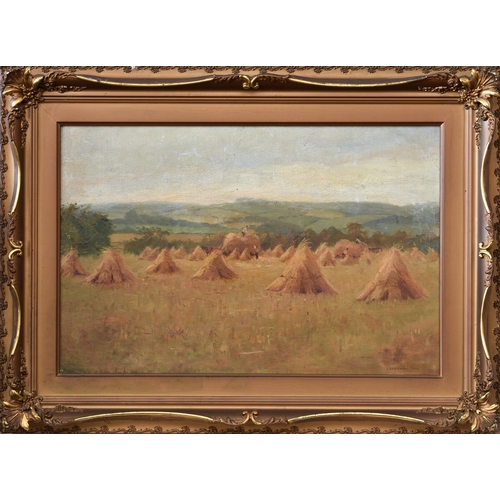 530 - John Thomas Richardson (British, 1860-1942), Harvest field at Godden Bank, Falmouth, oil on canvas, ... 