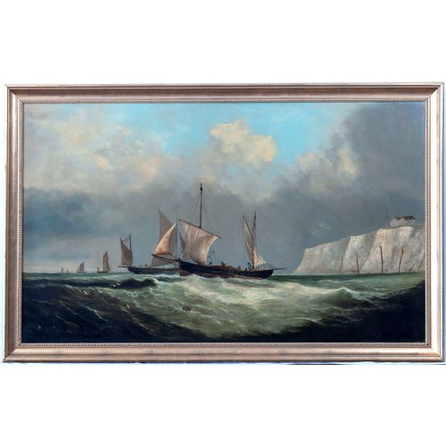 534 - George Stainton (British, fl.1866-1890), Fishing boats off the south coast, oil on canvas, signed lo... 