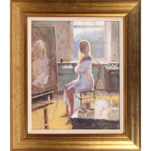 565 - Zlatan Pilipovic (b.1958 Sarajevo), Figure in a White Dress in the Artists Studio, oil on canvas boa... 