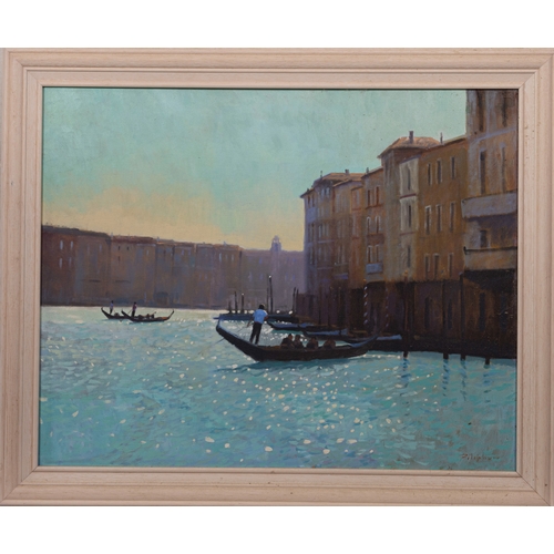 609 - Zlatan Pilipovic (b.1958 Sarajevo), Venetian Lagoon with a Gondola, oil on canvas, signed lower righ... 