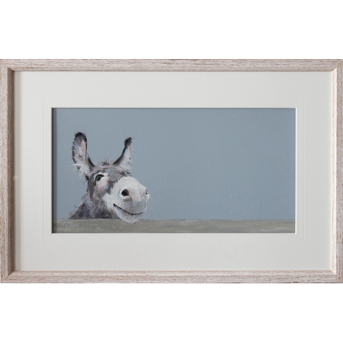 632 - Nicky Litchfield (British, 21st century), Donkey, pastel on board, signed lower left, limed wooden f... 