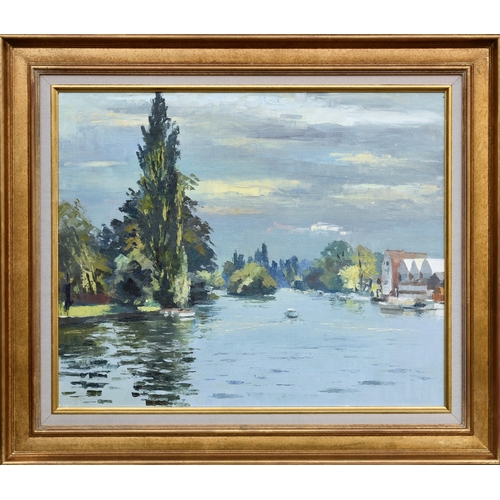 645 - Andre Mack (French, late 20th century), Henley on Thames, oil on canvas, signed lower left, framed, ... 