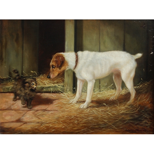 706 - Walter J. Penn (British, late 19th century), The Intruder, oil on canvas, signed and dated (18)93 lo... 