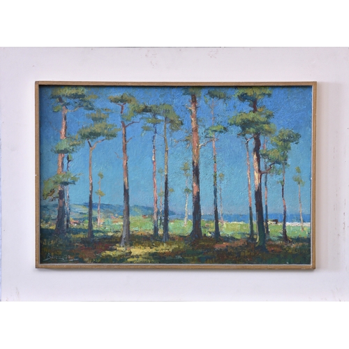 710 - Sigvard Börtz (Swedish, 1904-1998), Coastal pines, oil on board, signed and dated (19)70 lower left,... 