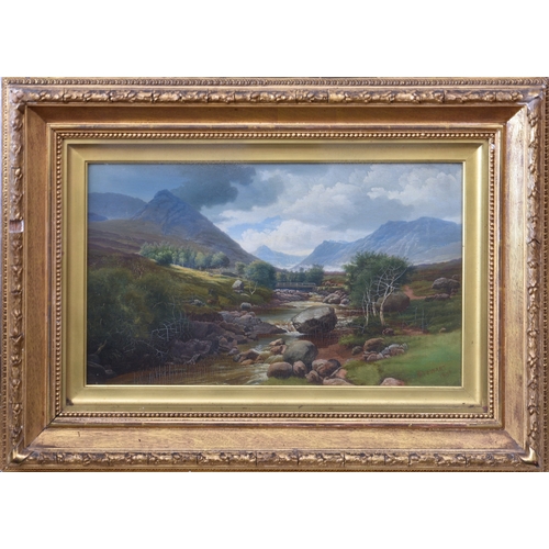 712 - J. Stewart (Scottish, late 19th century), Highland river landscape, oil on canvas, signed and dated ... 