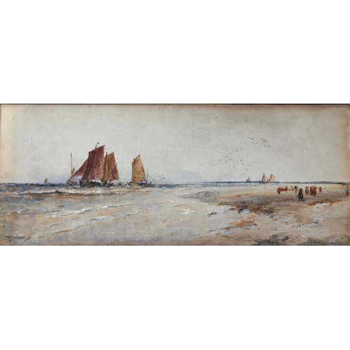 730 - Thomas Bush Hardy, RBA (British, 1842-1897), Fishing boats off the coast, watercolour on laid paper,... 