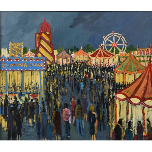 733 - Michael Quirke (British, b.1946), 'Hampstead Fair', oil on canvas, signed with initials lower right,... 