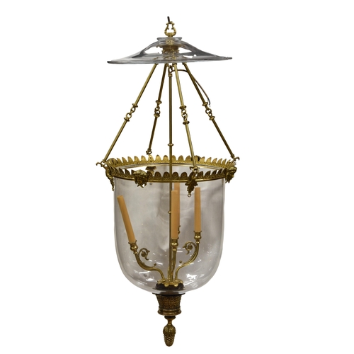 764 - A good pair of large French gilt metal and glass ceiling lanterns, second half 20th century in the R... 