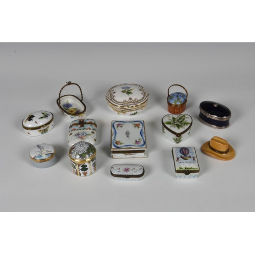 96 - A collection of porcelain and enamel boxes including Limoges, second half 20th century, including tw... 