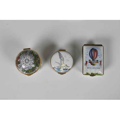 96 - A collection of porcelain and enamel boxes including Limoges, second half 20th century, including tw... 