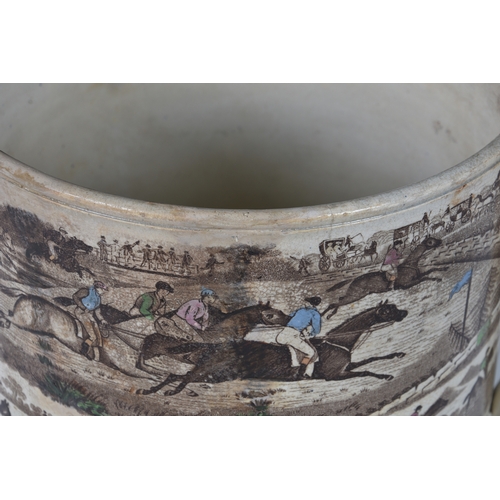 10 - A 19th century twin handled loving cup of large proportions, transfer printed and hand coloured, dep... 