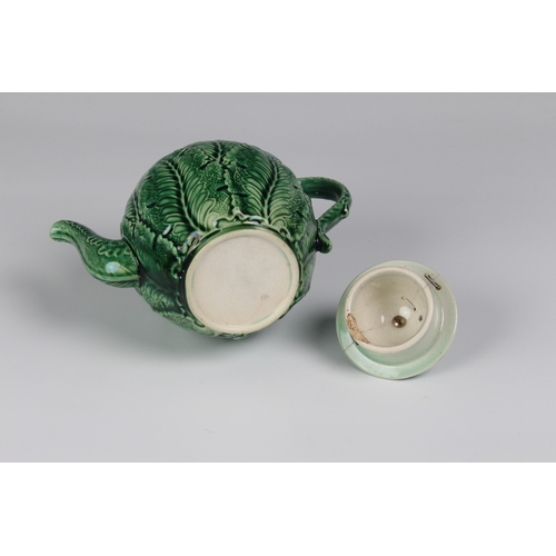 106 - An American Etruscan Majolica Teapot in the form of a Cauliflower, c.1860, similar to Wedgwood, the ... 