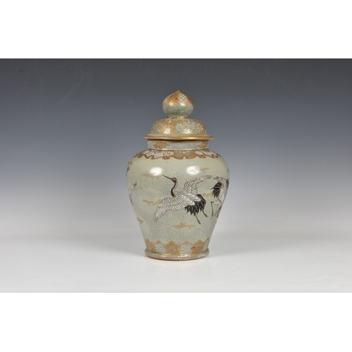 1246 - A Japanese celadon glazed stoneware vase and cover, probably for the Korean market, late 19th / earl... 