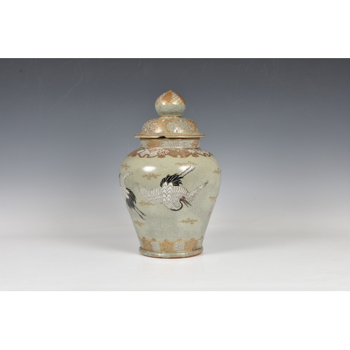 1246 - A Japanese celadon glazed stoneware vase and cover, probably for the Korean market, late 19th / earl... 