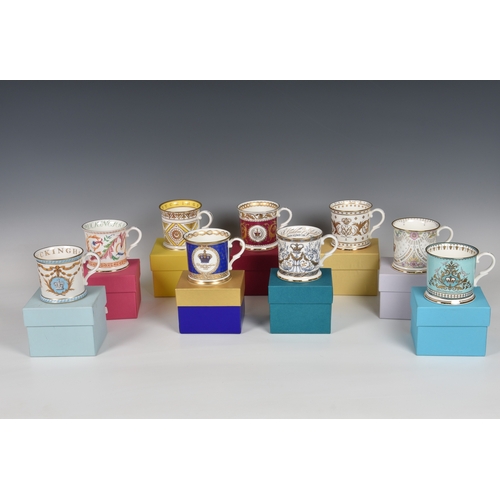 126 - A collection of commemorative Royal bone china mugs - 'Buckingham Palace' The Royal Collection, seve... 